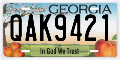 GA license plate QAK9421