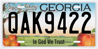 GA license plate QAK9422