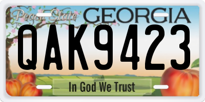 GA license plate QAK9423