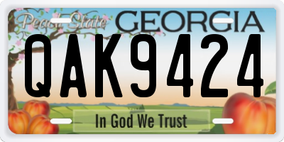 GA license plate QAK9424