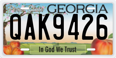 GA license plate QAK9426