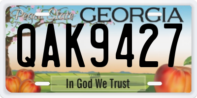 GA license plate QAK9427