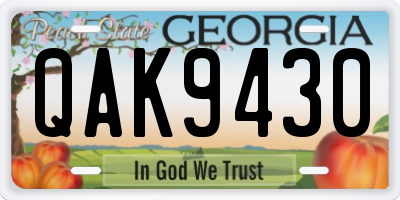 GA license plate QAK9430