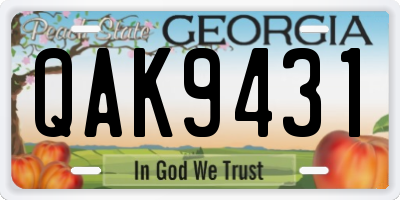 GA license plate QAK9431