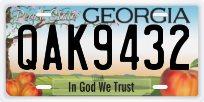 GA license plate QAK9432