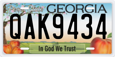 GA license plate QAK9434