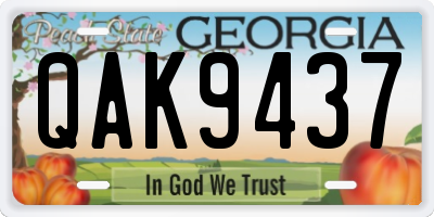 GA license plate QAK9437