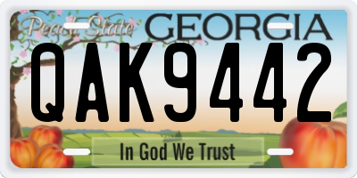 GA license plate QAK9442