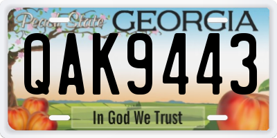 GA license plate QAK9443