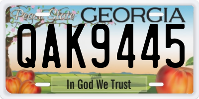 GA license plate QAK9445