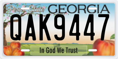 GA license plate QAK9447