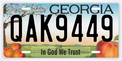 GA license plate QAK9449