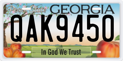 GA license plate QAK9450