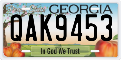 GA license plate QAK9453