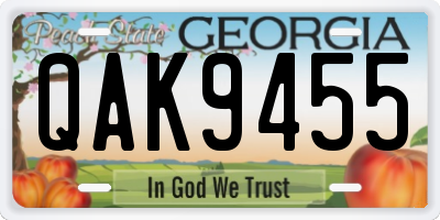 GA license plate QAK9455