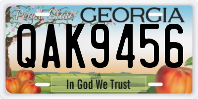 GA license plate QAK9456