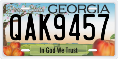 GA license plate QAK9457