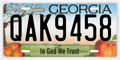 GA license plate QAK9458