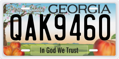 GA license plate QAK9460
