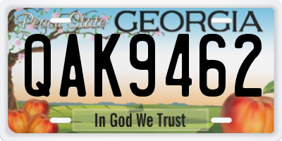 GA license plate QAK9462