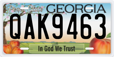 GA license plate QAK9463