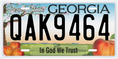 GA license plate QAK9464