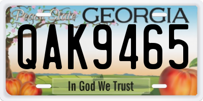 GA license plate QAK9465