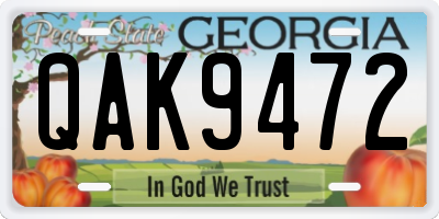 GA license plate QAK9472