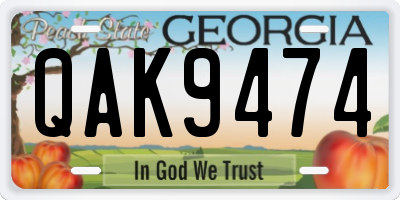 GA license plate QAK9474