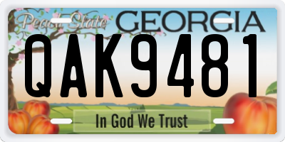 GA license plate QAK9481