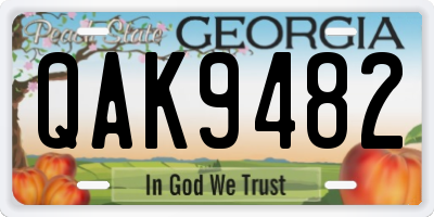 GA license plate QAK9482