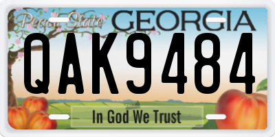 GA license plate QAK9484