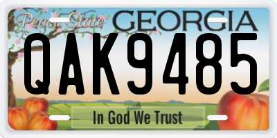 GA license plate QAK9485