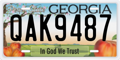 GA license plate QAK9487