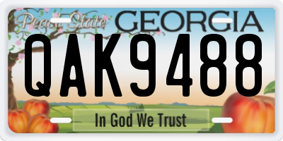 GA license plate QAK9488