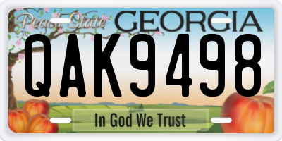 GA license plate QAK9498