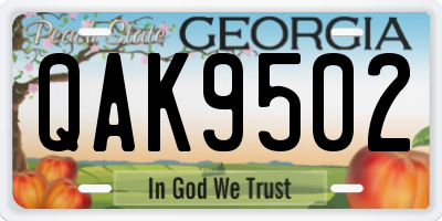 GA license plate QAK9502