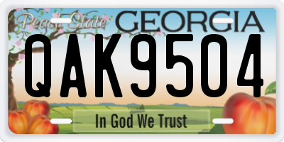 GA license plate QAK9504