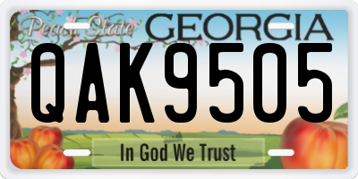 GA license plate QAK9505