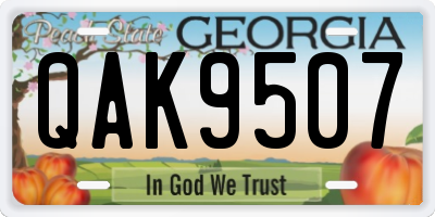 GA license plate QAK9507