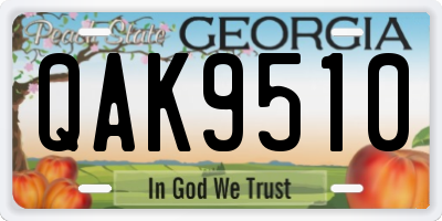 GA license plate QAK9510