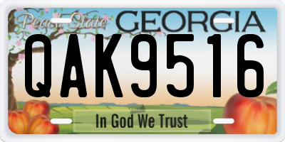 GA license plate QAK9516
