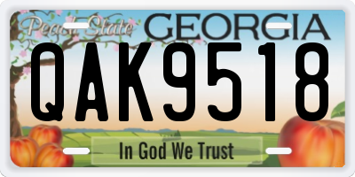 GA license plate QAK9518