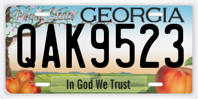 GA license plate QAK9523