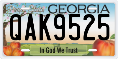 GA license plate QAK9525