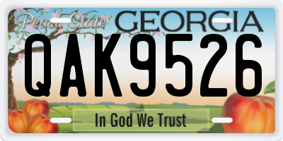 GA license plate QAK9526