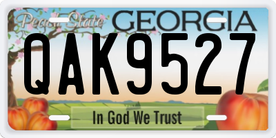 GA license plate QAK9527