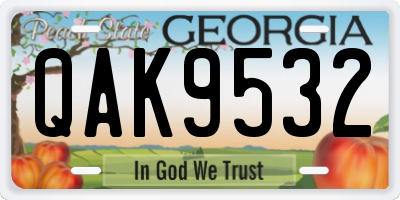 GA license plate QAK9532
