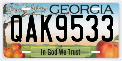 GA license plate QAK9533