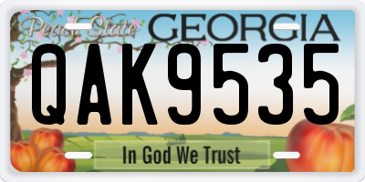 GA license plate QAK9535